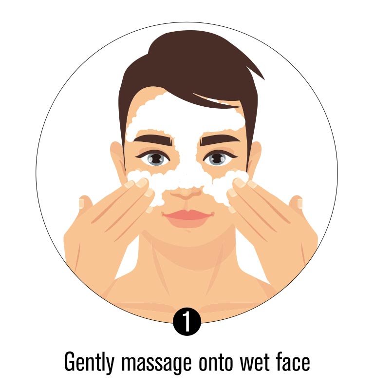 Gently massage onto wet face